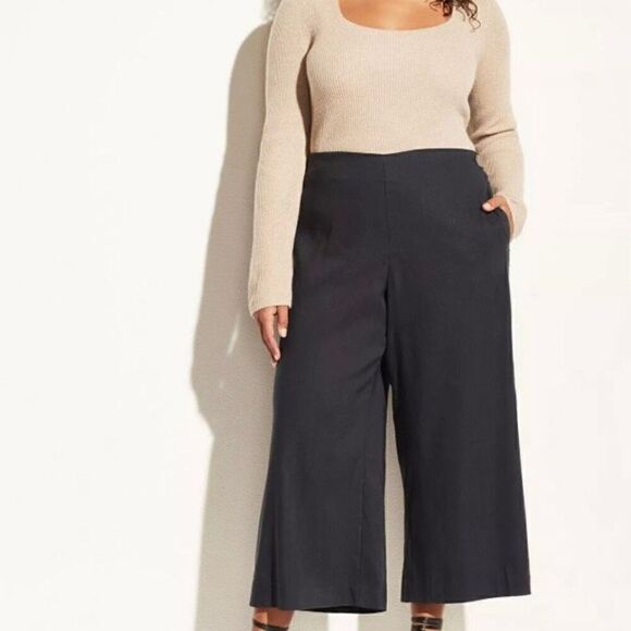 Vince. High Waist Crop Wide Leg Linen Blend Coastal Blue Pants NWT Plus Size 24 - Picture 1 of 8
